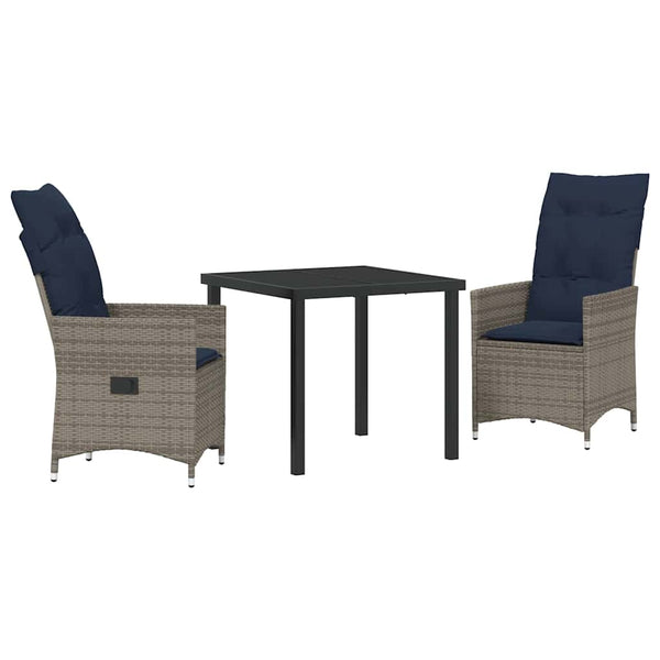 Gartenmöbel Set Grau PE-Rattan mit Kissen