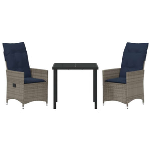 Gartenmöbel Set Grau PE-Rattan mit Kissen
