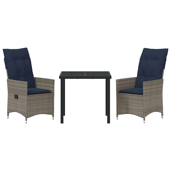 Gartenmöbel Set Grau PE-Rattan mit Kissen
