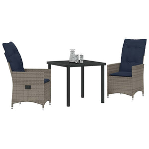Gartenmöbel Set Grau PE-Rattan mit Kissen