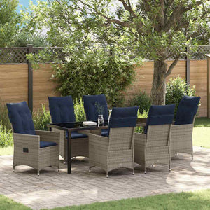 Gartenmöbel Set Grau 7-teilig mit Kissen