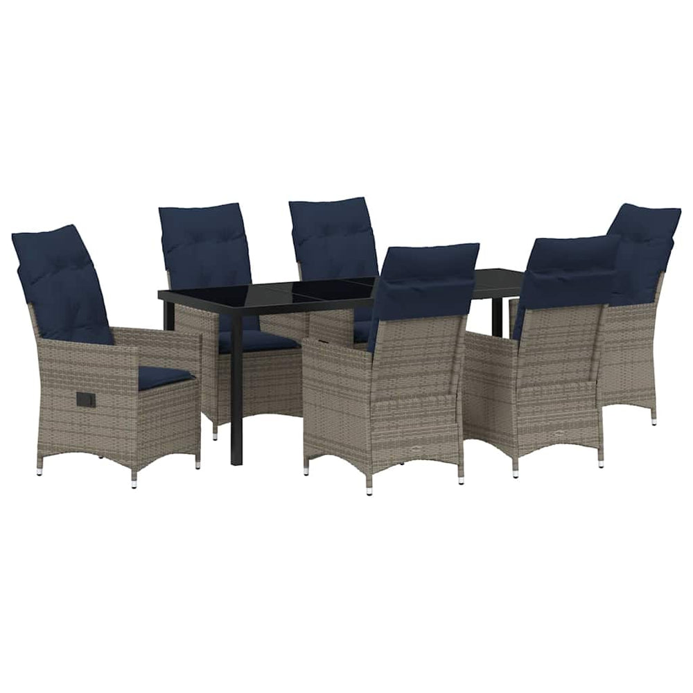 Gartenmöbel Set Grau 7-teilig mit Kissen