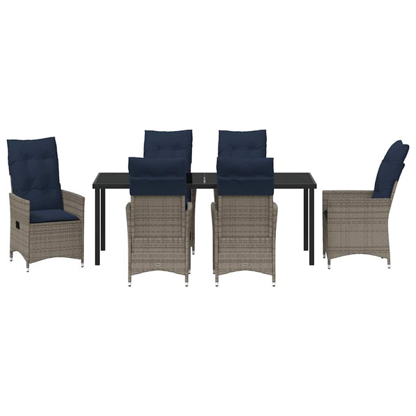 Gartenmöbel Set Grau 7-teilig mit Kissen