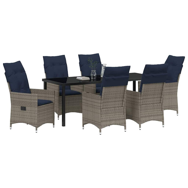 Gartenmöbel Set Grau 7-teilig mit Kissen