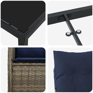 Gartenmöbel Set Grau Rattan 5-teilig