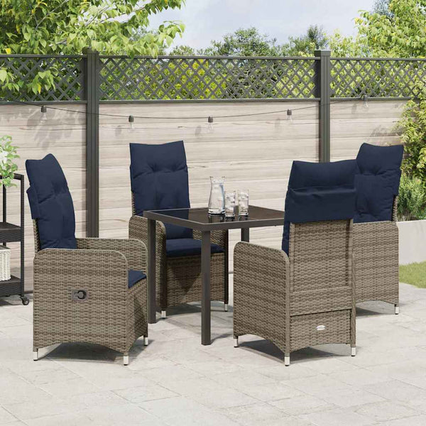 Gartenmöbel Set Grau Rattan 5-teilig