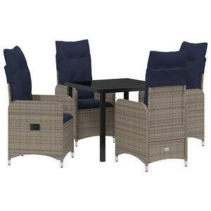Gartenmöbel Set Grau Rattan 5-teilig