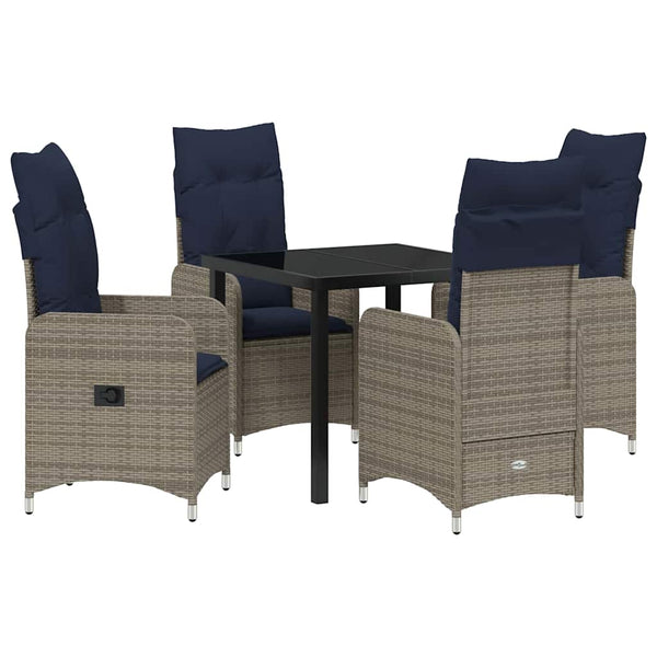 Gartenmöbel Set Grau Rattan 5-teilig