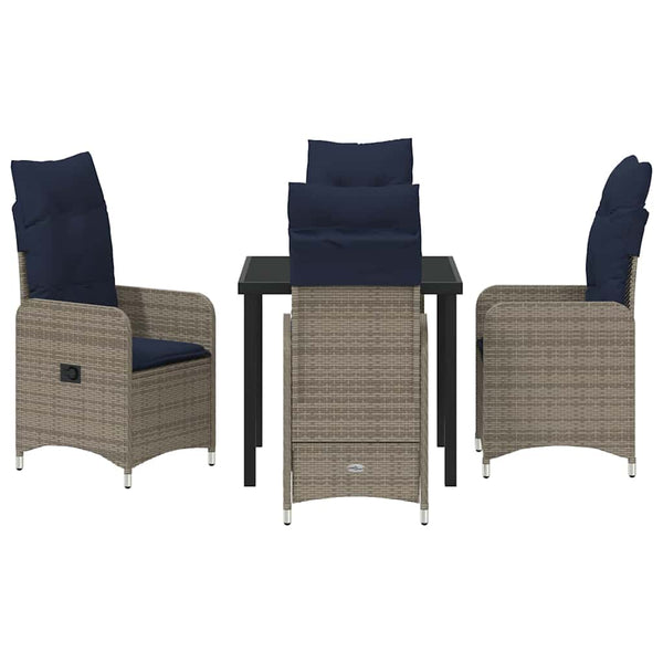 Gartenmöbel Set Grau Rattan 5-teilig