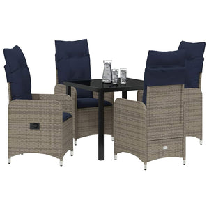 Gartenmöbel Set Grau Rattan 5-teilig