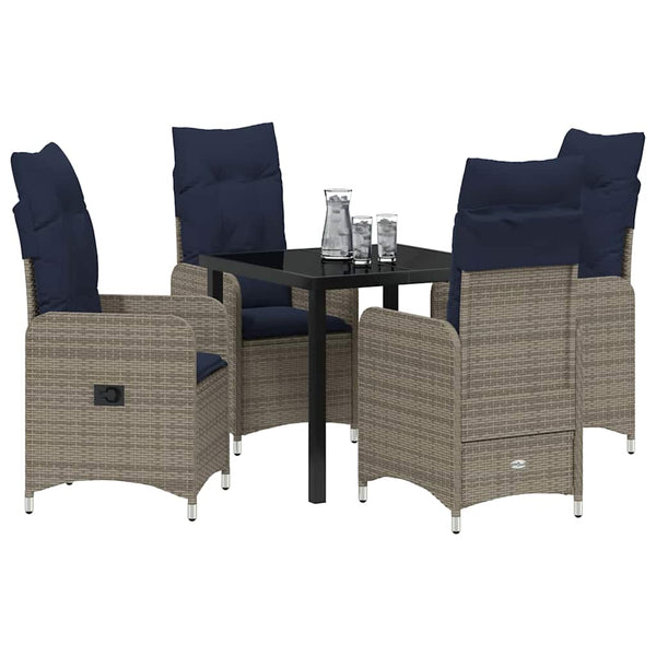 Gartenmöbel Set Grau Rattan 5-teilig