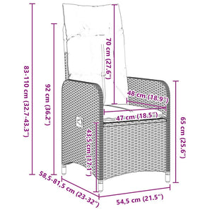 Gartenmöbel Set Grau Rattan 5-teilig