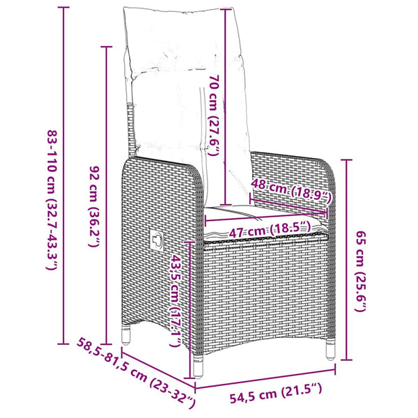 Gartenmöbel Set Grau Rattan 5-teilig