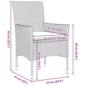Garten Essgruppe 7-teilig Hellgrau Poly-Rattan mit Kissen