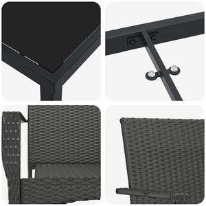 Garten Essgruppe Schwarz Poly-Rattan 5-teilig