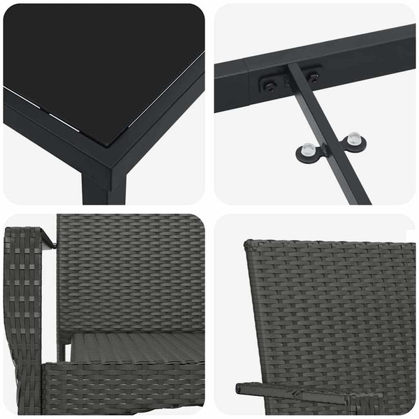 Garten Essgruppe Schwarz Poly-Rattan 5-teilig