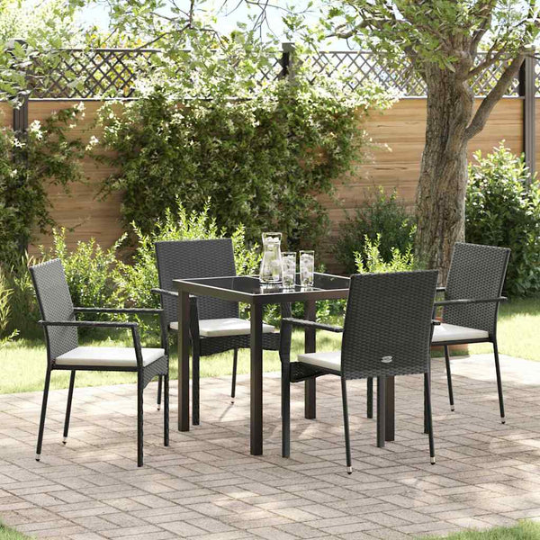Garten Essgruppe Schwarz Poly-Rattan 5-teilig