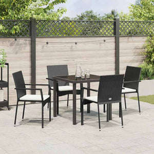Garten Essgruppe Schwarz Poly-Rattan 5-teilig