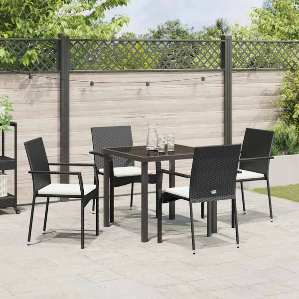 Garten Essgruppe Schwarz Poly-Rattan 5-teilig
