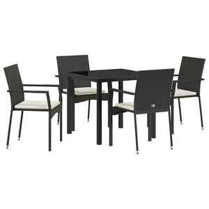 Garten Essgruppe Schwarz Poly-Rattan 5-teilig