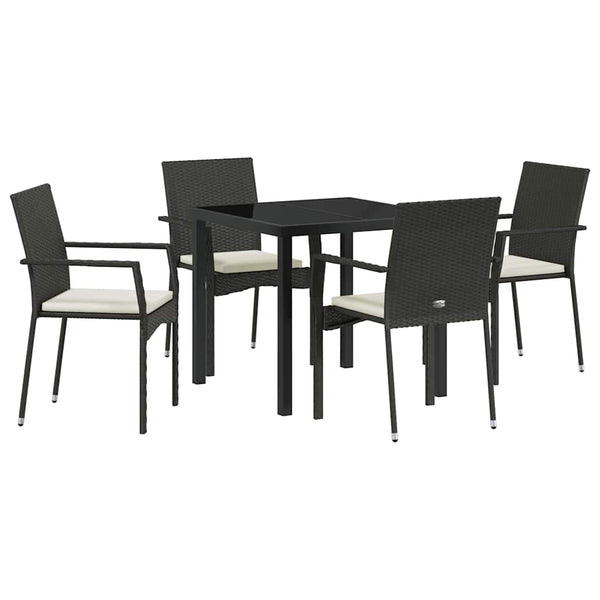 Garten Essgruppe Schwarz Poly-Rattan 5-teilig