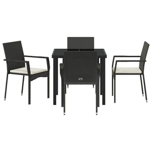 Garten Essgruppe Schwarz Poly-Rattan 5-teilig