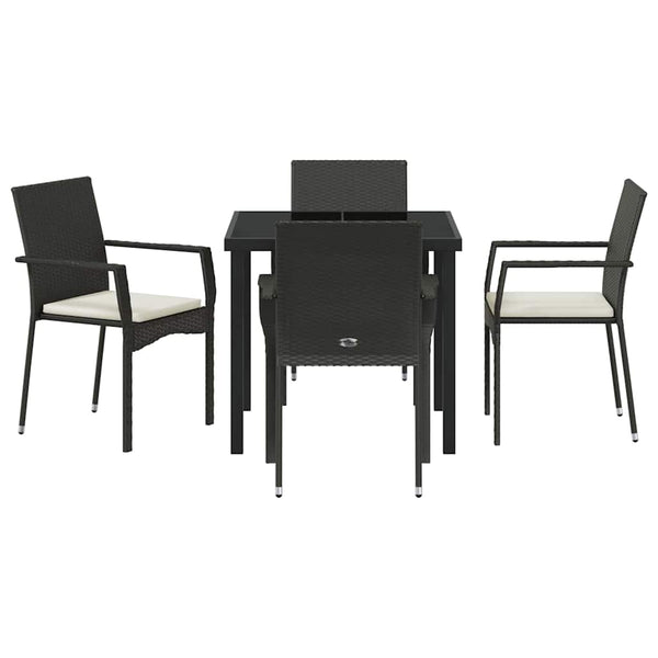 Garten Essgruppe Schwarz Poly-Rattan 5-teilig