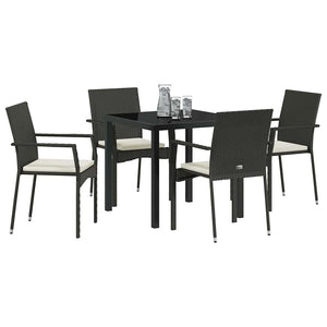 Garten Essgruppe Schwarz Poly-Rattan 5-teilig