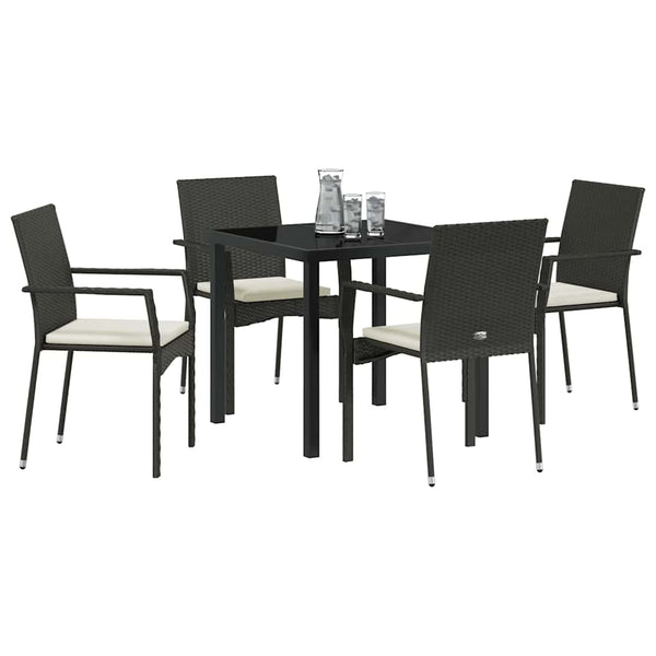 Garten Essgruppe Schwarz Poly-Rattan 5-teilig