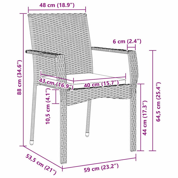 Garten Essgruppe Schwarz Poly-Rattan 5-teilig