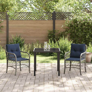 Garten Essgruppe Rattan mit Kissen, 3-teilig