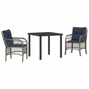 Garten Essgruppe Rattan mit Kissen, 3-teilig