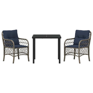 Garten Essgruppe Rattan mit Kissen, 3-teilig