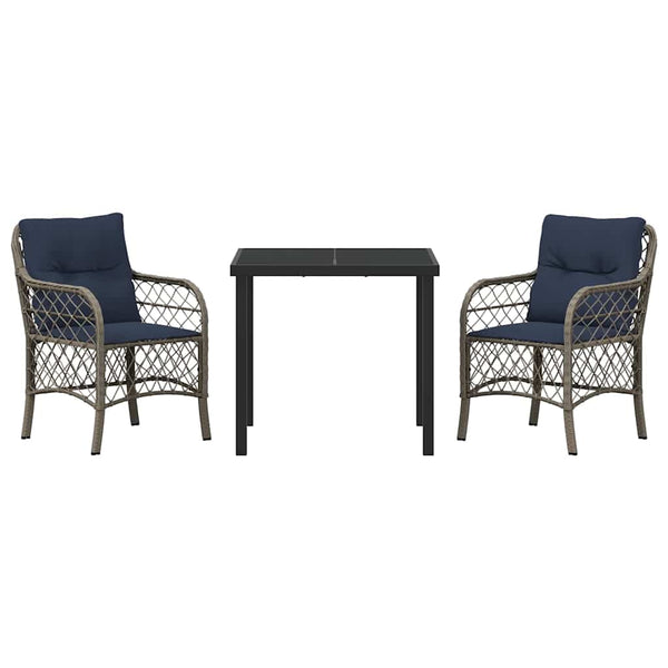 Garten Essgruppe Rattan mit Kissen, 3-teilig