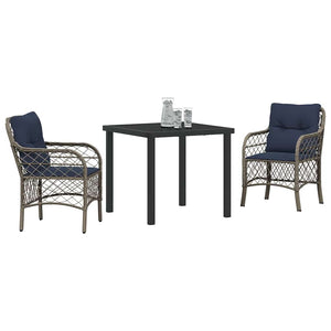 Garten Essgruppe Rattan mit Kissen, 3-teilig