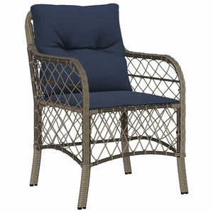 Garten Essgruppe 7-teilig Grau Schwarz Rattan