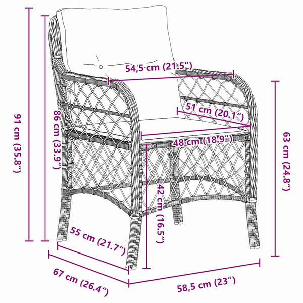Rattan Garten Essgruppe 9-teilig Grau & Schwarz