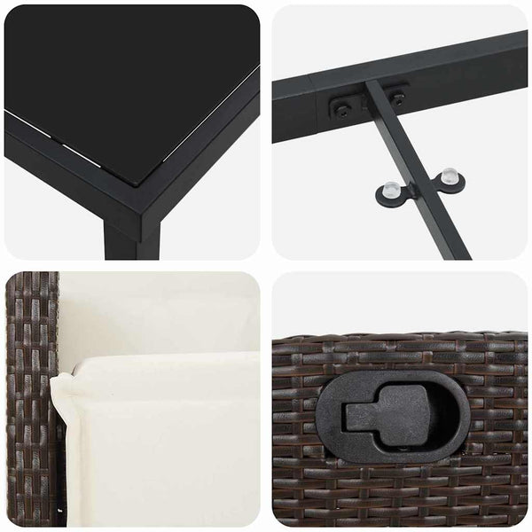 Poly Rattan Garten Essgruppe mit Kissen, 5-teilig