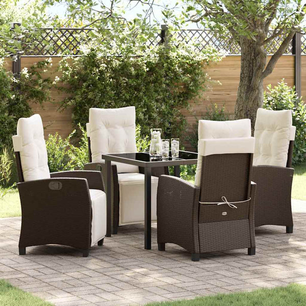 Poly Rattan Garten Essgruppe mit Kissen, 5-teilig
