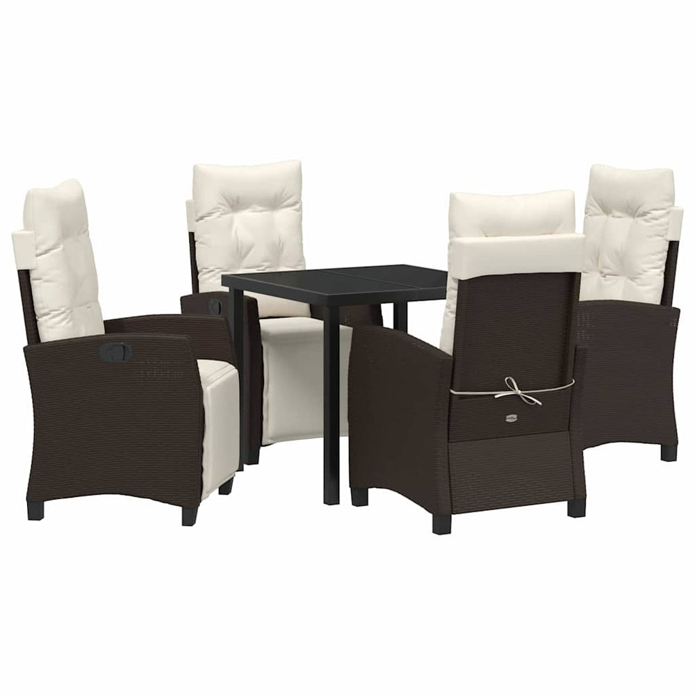 vidaXL Salon de jardin à dîner avec coussins 5 pcs Marron Résine tressée
