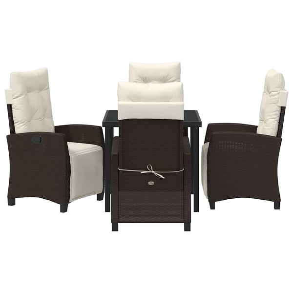Poly Rattan Garten Essgruppe mit Kissen, 5-teilig