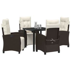 Poly Rattan Garten Essgruppe mit Kissen, 5-teilig
