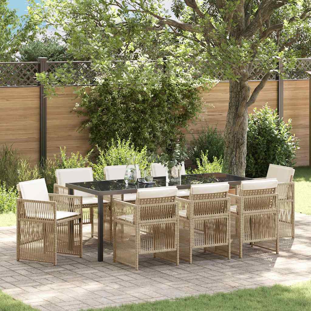 9-teilige Garten Essgruppe Beige