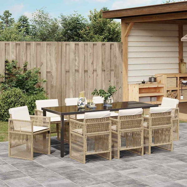 9-teilige Garten Essgruppe Beige