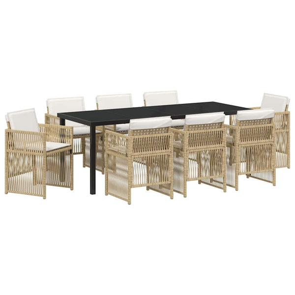 9-teilige Garten Essgruppe Beige