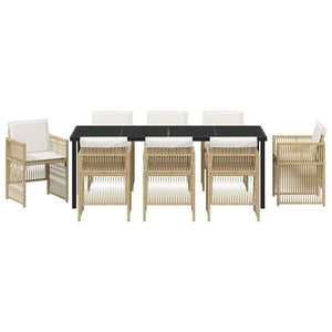 9-teilige Garten Essgruppe Beige