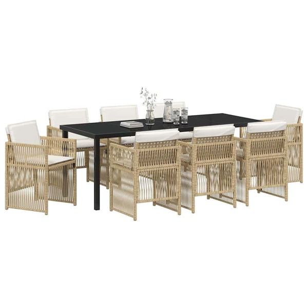 9-teilige Garten Essgruppe Beige