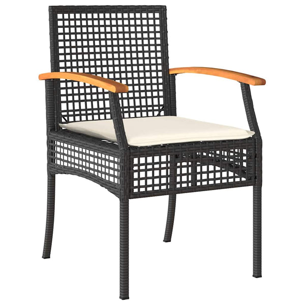 Garten Essgruppe Schwarz Rattan 3-teilig