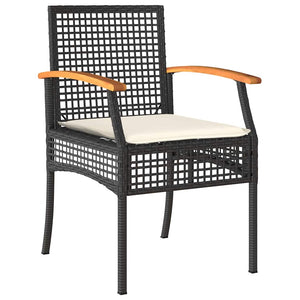 9-teilige Garten Essgruppe Schwarz Rattan