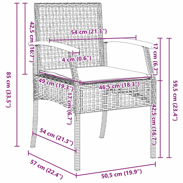 9-teilige Garten Essgruppe Schwarz Rattan